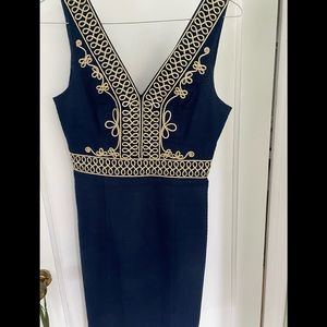 Gorgeous navy and gold lily dress, size 0.
